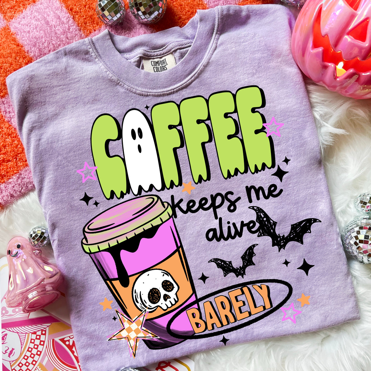 Coffee Keeps Me Alive Barely | Halloween | Printed
