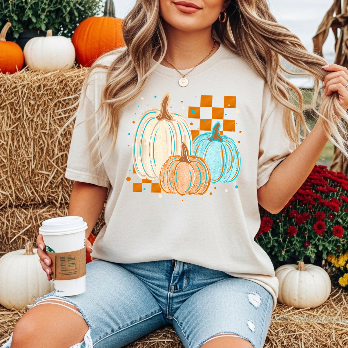 Checkered Pumpkin Trio | Printed