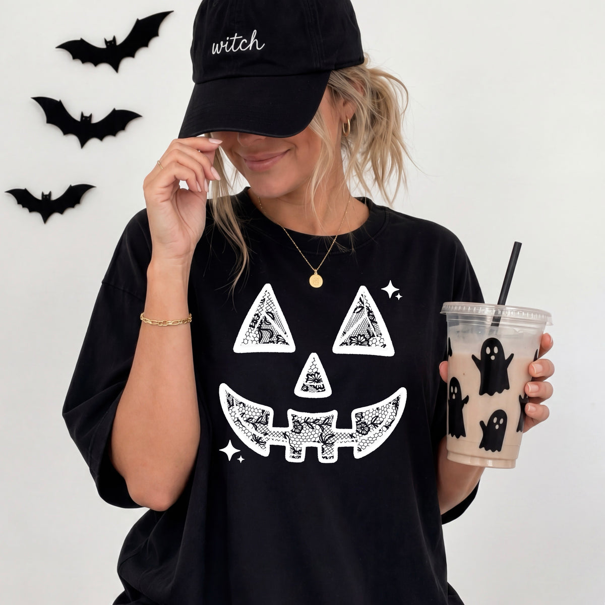 Lace Jack-O-Lantern Face | Halloween | Printed