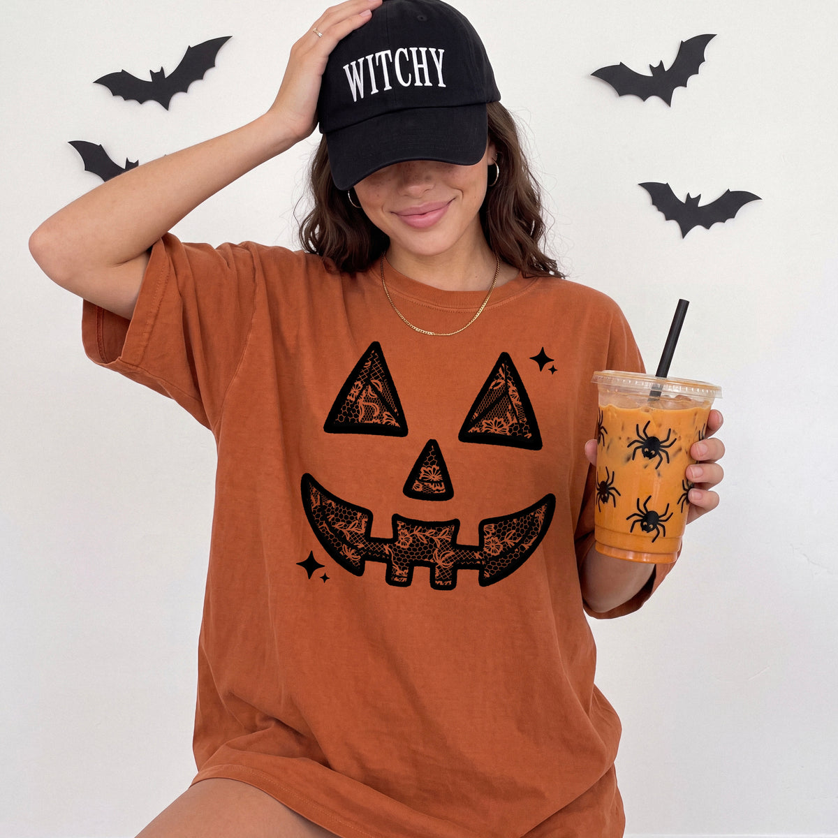Lace Jack-O-Lantern Face | Halloween | Printed