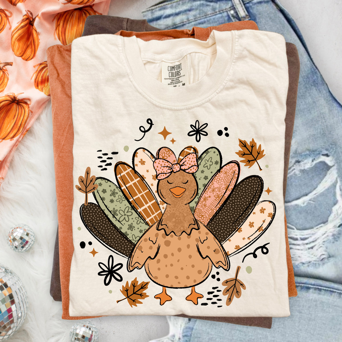 Patterned Turkey with Bow | Printed