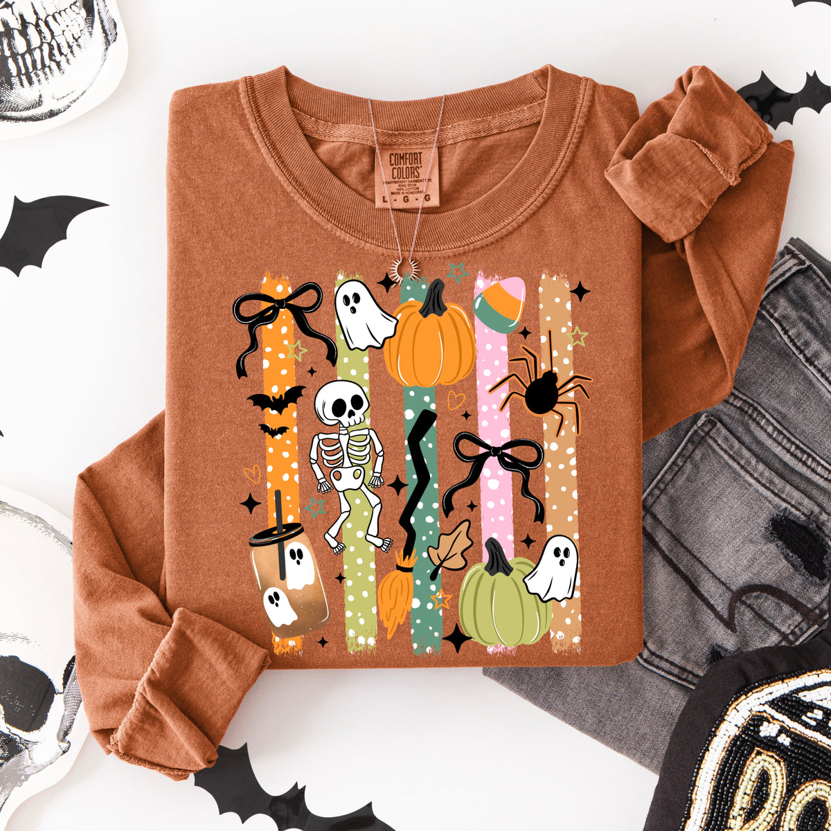 Halloween Icons Striped Collage | Halloween | Printed